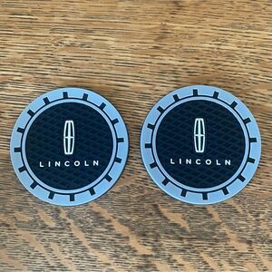 NWT New! Lincoln Black Silicone Logo Car Cup Holders Mats Auto Travel